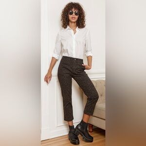 Pistola Denim NWOT Daria Brown Leopard Print High Rise Straight Leg Crop Jeans